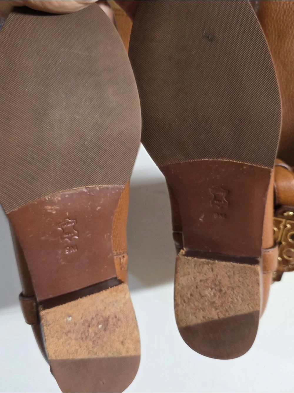 Tory Burch Cognac Leather Over-the-Knee Boots with Gold Logo